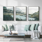 Wall Art 80cmx120cm Landscape 3 Sets Black Frame Canvas