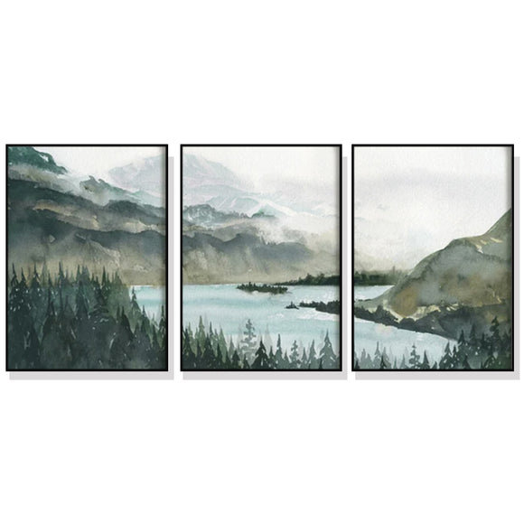 Wall Art 40cmx60cm Landscape 3 Sets Black Frame Canvas