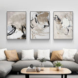 Wall Art 40cmx60cm Modern Abstract Beige 3 Sets Black Frame Canvas