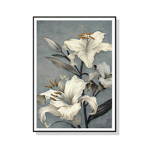 Wall Art 50cmx70cm Floral Lily II Black Frame Canvas