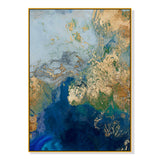 Wall Art 80cmx120cm Marbled Blue Gold Artwork Gold Frame Canvas