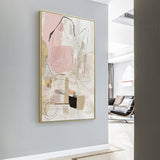 Wall Art 50cmx70cm Abstract Pink Gold Frame Canvas