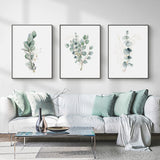 Wall Art 80cmx120cm Eucalyptus Plant 3 Sets Black Frame Canvas