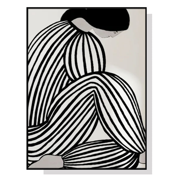 Wall Art 80cmx120cm Mid Century Figure Black Frame Canvas