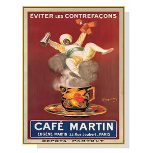 Wall Art 40cmx60cm Cafe Martin Gold Frame Canvas