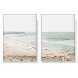 Wall Art 80cmx120cm Coastal Prints 2 Sets White Frame Canvas