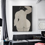 Wall Art 40cmx60cm Mid Century Lady Black Frame Canvas