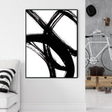 Wall Art 80cmx120cm  Minimalist Black Artwork Black Frame Canvas