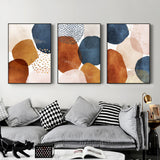 Wall Art 40cmx60cm Navy Pink Beige 3 Sets Black Frame Canvas