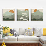 Wall Art 70cmx70cm Sage Green Landscapes 3 Sets Wood Frame Canvas