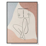 Wall Art 80cmx120cm Woman Reading Book Black Frame Canvas