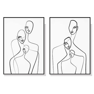 Wall Art 50cmx70cm Abstract Figures 2 Sets Black Frame Canvas