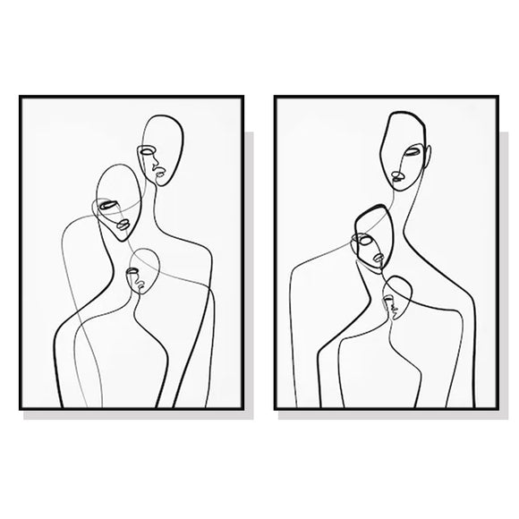 Wall Art 50cmx70cm Abstract Figures 2 Sets Black Frame Canvas