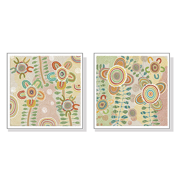 Wall Art 50cmx50cm Lovely Pattern 2 Sets White Frame Canvas