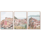 Wall Art 80cmx120cm Italy Cinque Terre 3 Sets Wood Frame Canvas