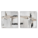 Wall Art 40cmx40cm Neutral Abstract 2 Sets White Frame Canvas