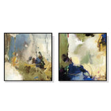 Wall Art 70cmx70cm Abstract Blue 2 Sets Black Frame Canvas