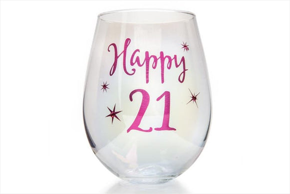 21st Birthday Irid Wine Glass
