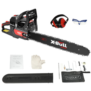 X-BULL 62cc Chainsaw Petrol Commercial 22" Bar E-Start Tree Pruning Top Handle