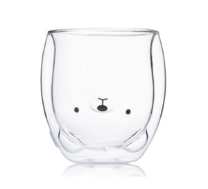 2pcs Cute Bear Mugs Double Wall Insulated Glasses for Juice Coffee Tea Milk - Polar Bear