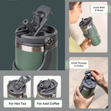 600ML Black Stainless Steel Travel Mug with Leak-proof 2-in-1 Straw and Sip Lid, Vacuum Insulated Coffee Mug for Car, Office, Perfect Gifts, Keeps Liquids Hot or Cold