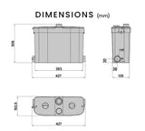 PROTEGE Macerator Pump Slim for Laundry 3 Inlet Basin Shower Washing Machine