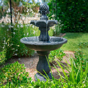 PROTEGE Water Fountain Solar Powered 3 Tiered Battery Outdoor Bird Bath with LED Lights