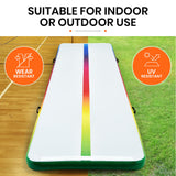 PROFLEX  400x100x10cm Inflatable Air Track Mat Tumbling Gymnastics, Multi-Coloured, with Electric Pump