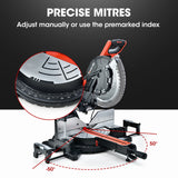 BAUMR-AG 305mm Dual Bevel Sliding Compound Mitre Drop Saw and Adjustable Stand Combo