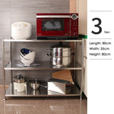 3 Tiers 80cm Height Stainless Steel Kitchen Microwave Oven Storage Rack Multilayer Organizer for Cookware