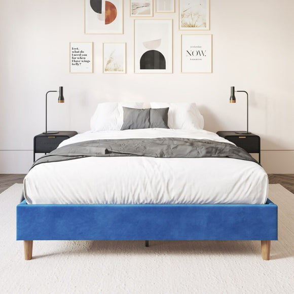 Velvet Blue Bed Frame – Queen