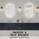 2 Set LED Wall Mirror Oval Anti-Fog Bathroom 50x75cm