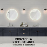 2 Set LED Wall Mirror Round Anti-Fog Bathroom 50cm