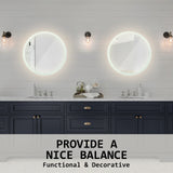 2 Set LED Wall Mirror Round Anti-Fog Bathroom 60cm