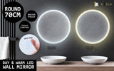 2 Set LED Wall Mirror Round Anti-Fog Bathroom 70cm