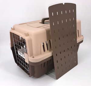 YES4PETS Medium Dog Cat Crate Pet Rabbit Carrier Airline Cage With Bowl & Tray-Brown