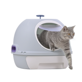 YES4PETS Cat Toilet Litter Box Tray House W Sky window Drawer Photocatalyst Purifier Blue