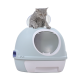 YES4PETS Cat Toilet Litter Box Tray House W Sky window Drawer Photocatalyst Purifier Blue