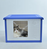 YES4PETS Small Plastic Pet Dog Puppy Cat House Kennel Blue