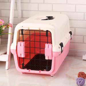 YES4PETS Small Portable Plastic Dog Cat Pet Pets Carrier Travel Cage With Tray-Pink