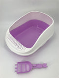 YES4PETS Large Portable Cat Toilet Litter Box Tray House with Scoop Purple