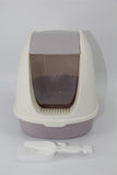 YES4PETS Portable Hooded Cat Toilet Litter Box Tray House with Handle and Scoop White