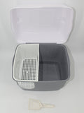 YES4PETS XL Portable Hooded Cat Toilet Litter Box Tray House with Handle and Scoop Grey