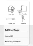 YES4PETS L Portable Hooded Cat Toilet Litter Box Tray House with Drawer and Scoop-Grey