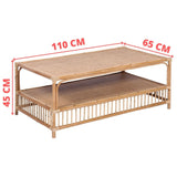 Earthy 110cm Rattan Cane Coffee Table - Natural