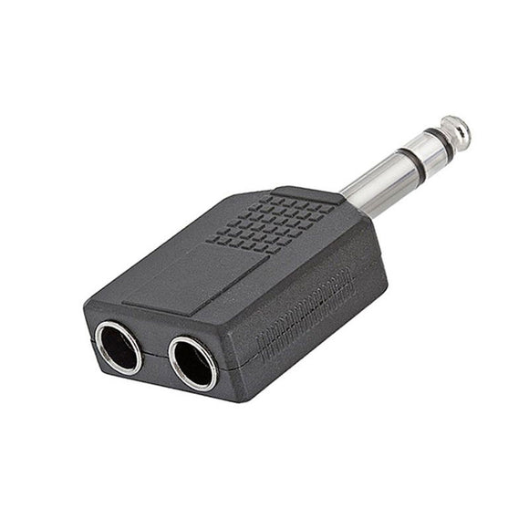1/4 6.35mm Mono Male To 2X 6.35 mm Female Audio Connector Adapter Splitter