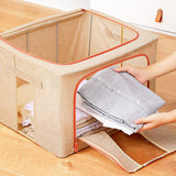 66L Cloth Storage Box Closet Organizer Storage Bags Clothes Storage Bags Wardrobe Organizer Idea CREAM