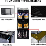 6x Large Shoe Storage Boxes Stackable Shoe Box Organisers Containers Display Cases Bins Magnetic Door