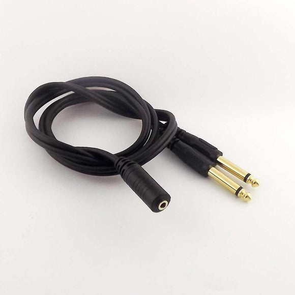 1.5M 3.5mm Female Stereo to 2x 6.35mm 1/4 Mono Male Adapter Y Splitter Cable Connector
