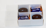 10 Pack of White Card Chocolate Sweet Soap Product Reatail Gift Box - 4 Bay Compartments - Clear Slide On Lid - 8x8x3cm